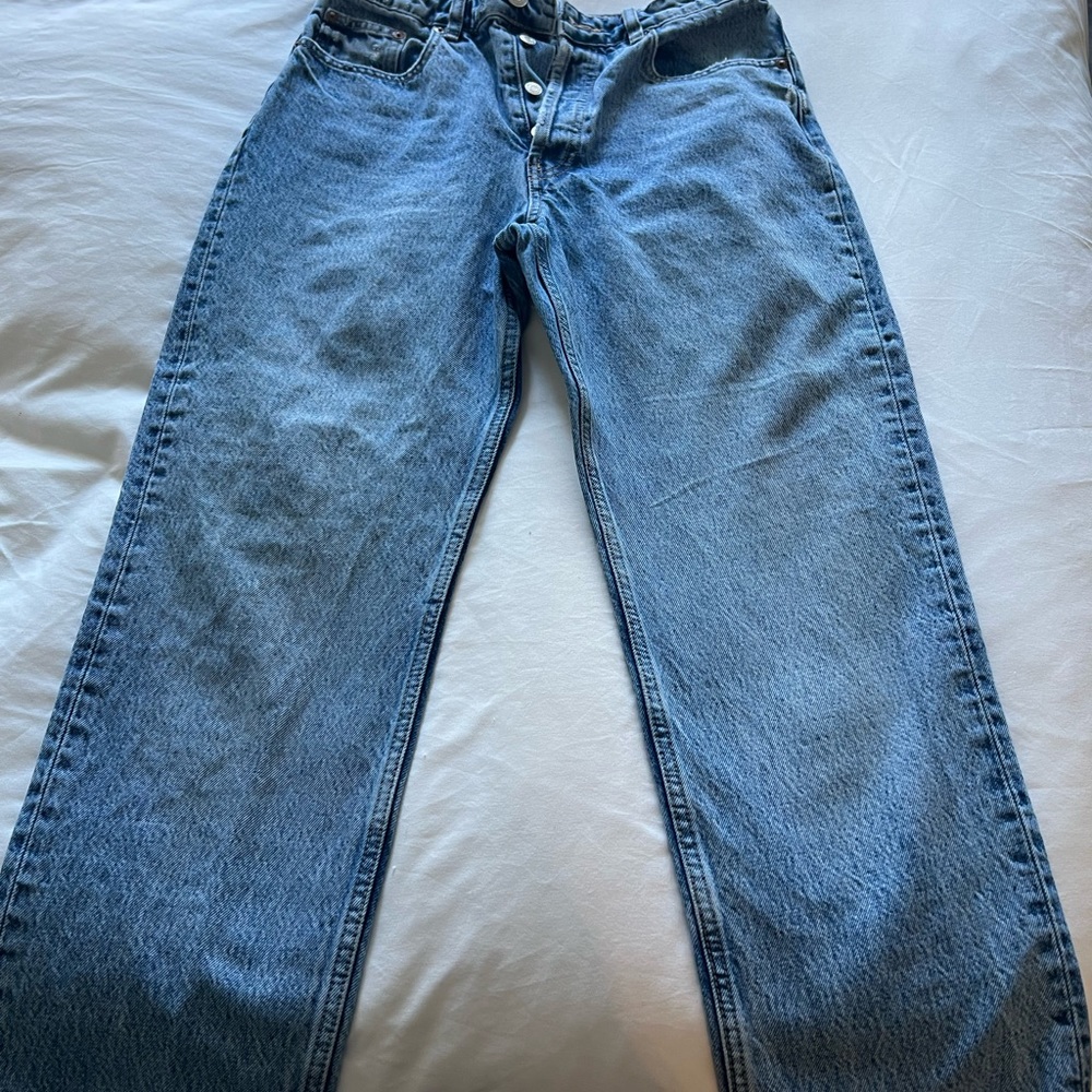 Zara Straight Leg High Rise Jeans
